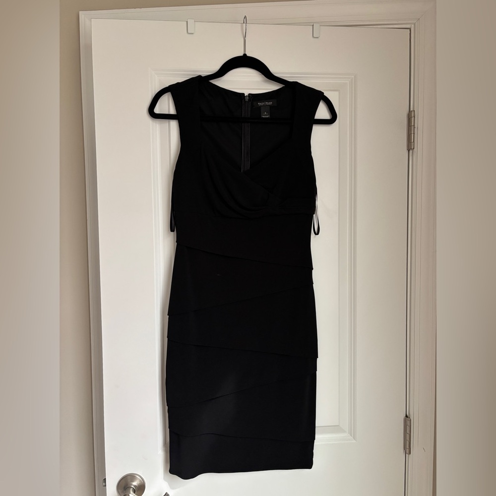White House Black Market Black Tiered Sheath Dress Size 6
